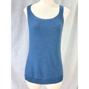 Eileen Fisher Womens 100% Merino Wool Italian Yarn Tank Top Teal Blue Medium